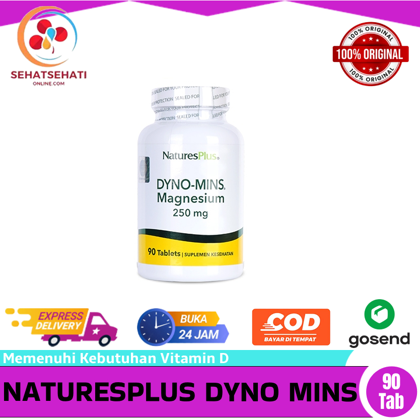 Nature's Plus Dyno-Mins Magnesium 250mg 90 Tablet Suplemen Magnesium yang Bergizi dan Efektif untuk 