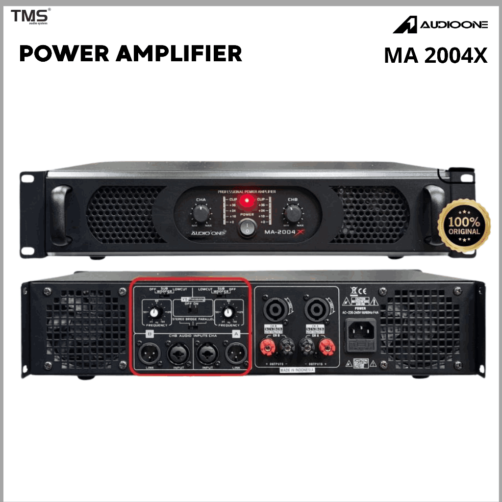 Power Amplifier AUDIO ONE MA 2004X 2000W x2 | Amp Power Super Besar Subwoofer Crossover I TMS AUDIO