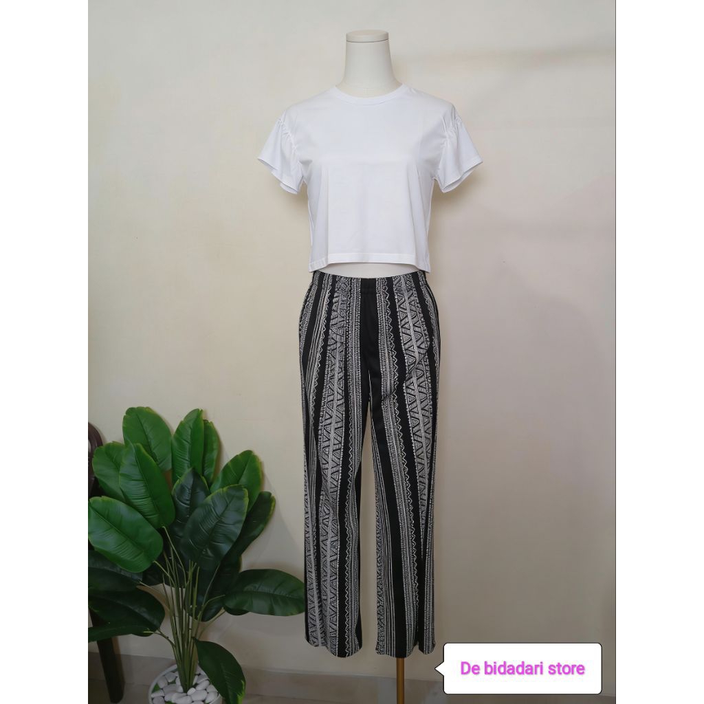 setelan wanita stylish kekinian setelan celana kulot&atasan modis crop top baju tidur piyama