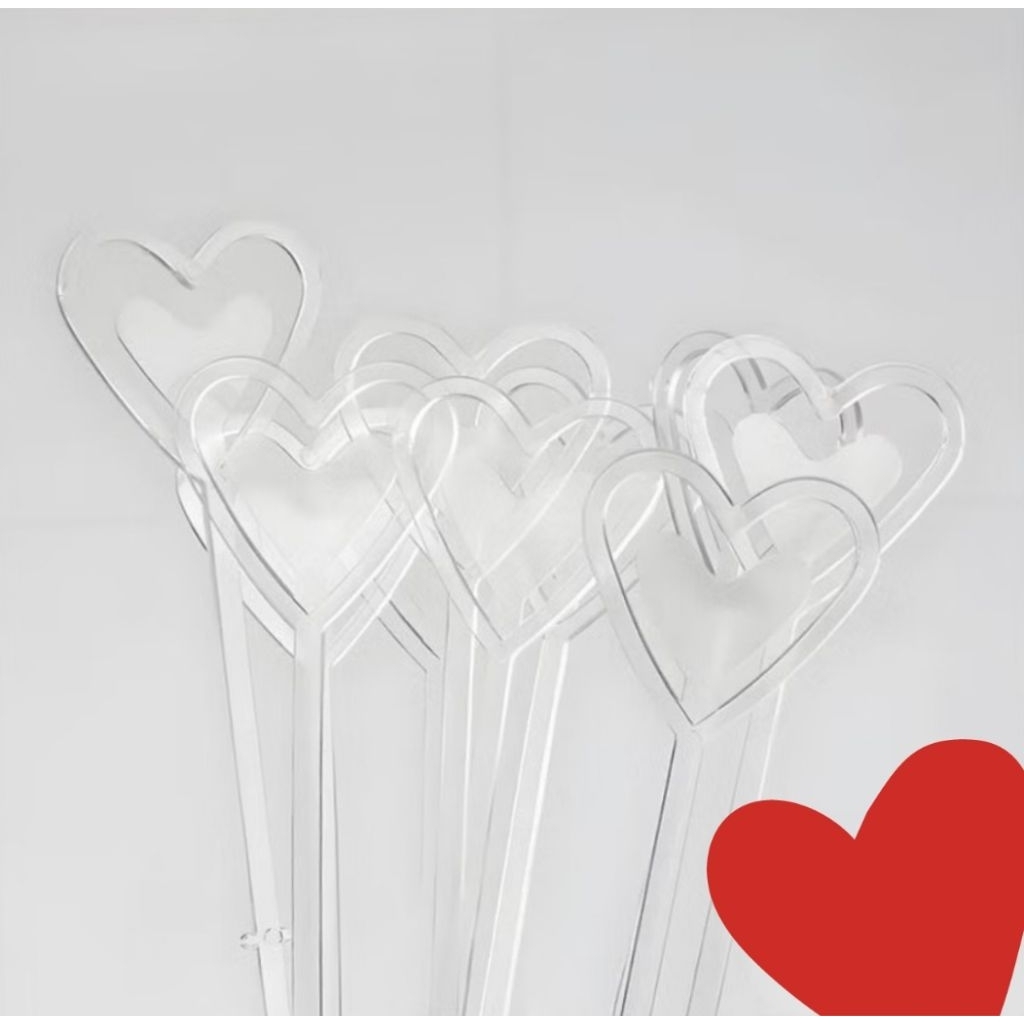Stik plastik bening kartu ucapan motif love untuk buket