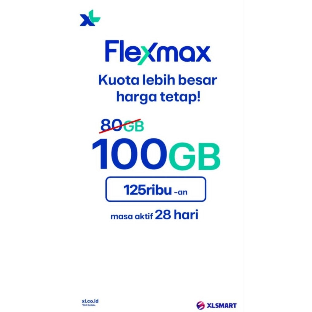 Paket data XL 100 GB Full 24 jam Nasional 