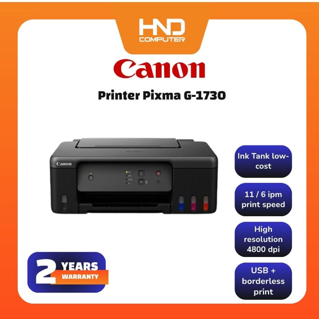 Canon PIXMA G1730 - Ink Tank Single Function Printer [Pengganti G1010 & G1020]