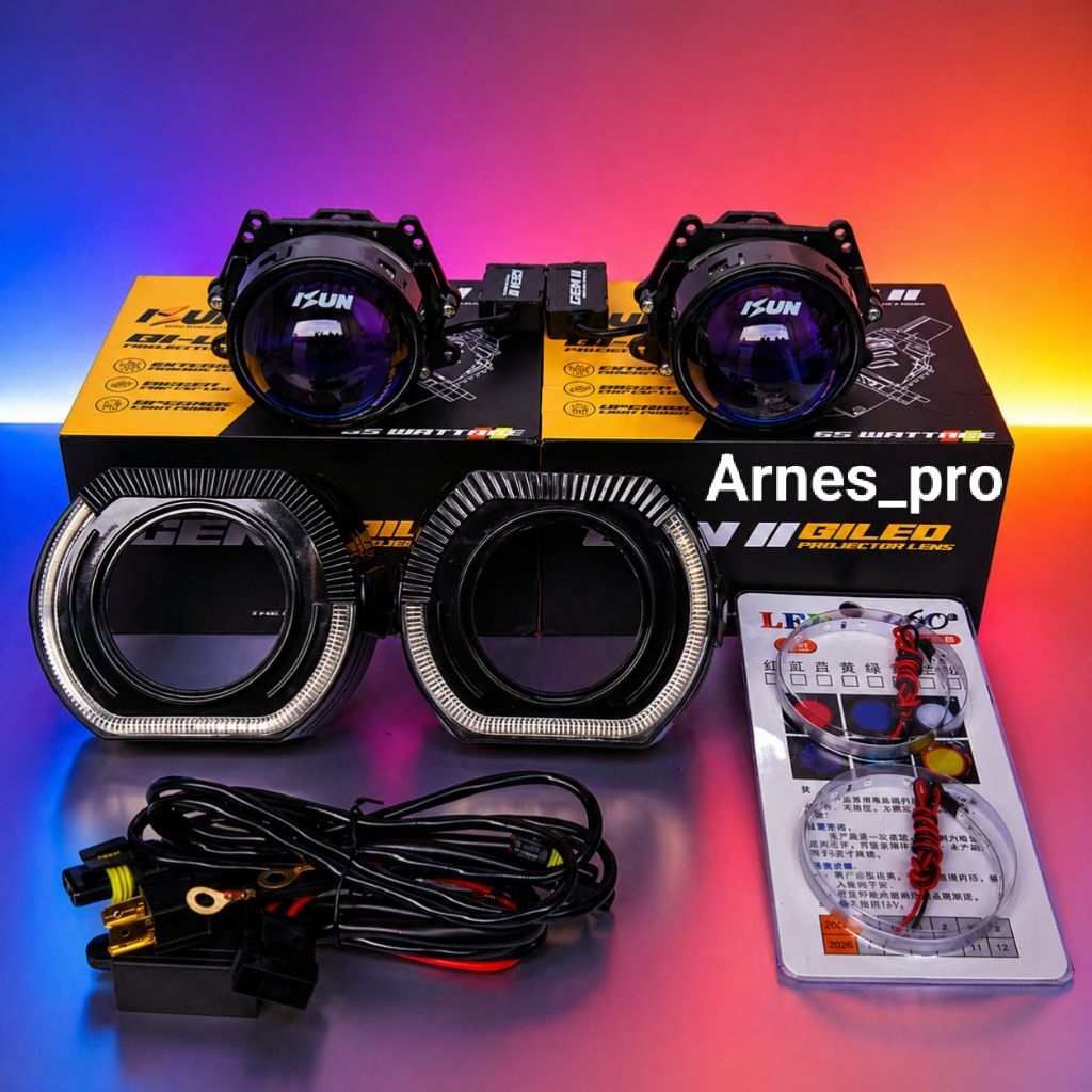SEPASANG PAKET KOMPLIT PROJECTOR BILED ISUN GEN 2