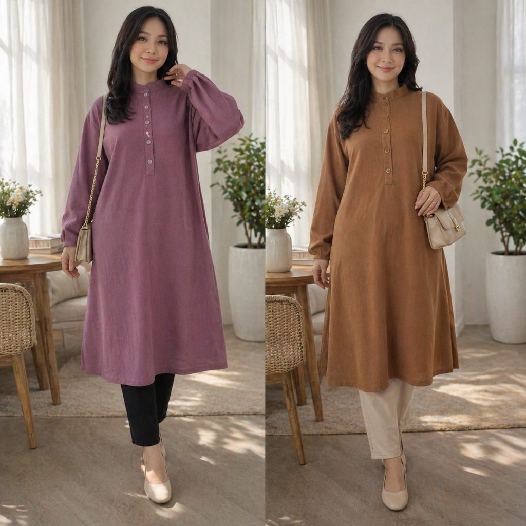 Tunik Panjang Wanita Jumbo LD 110 120 130 140 Gamis MTP2015