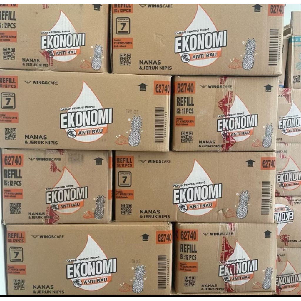 [1 DUS ISI 12 PCS] Ekonomi Power Liquid Sabun Cuci Piring Nanas & Jeruk Nipis Pouch 650 ml KARTON
