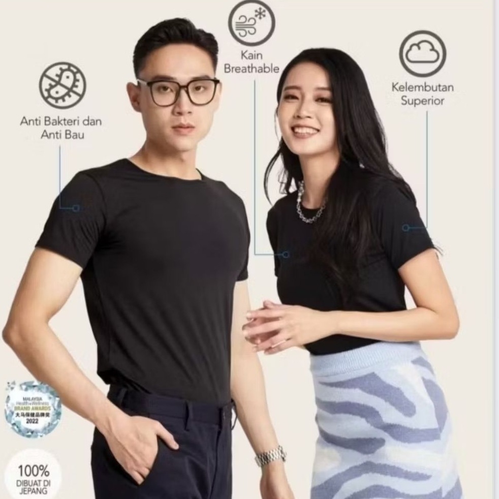 Aulora Top Basic Hitam Kaos Kesehatan Wanita Pria