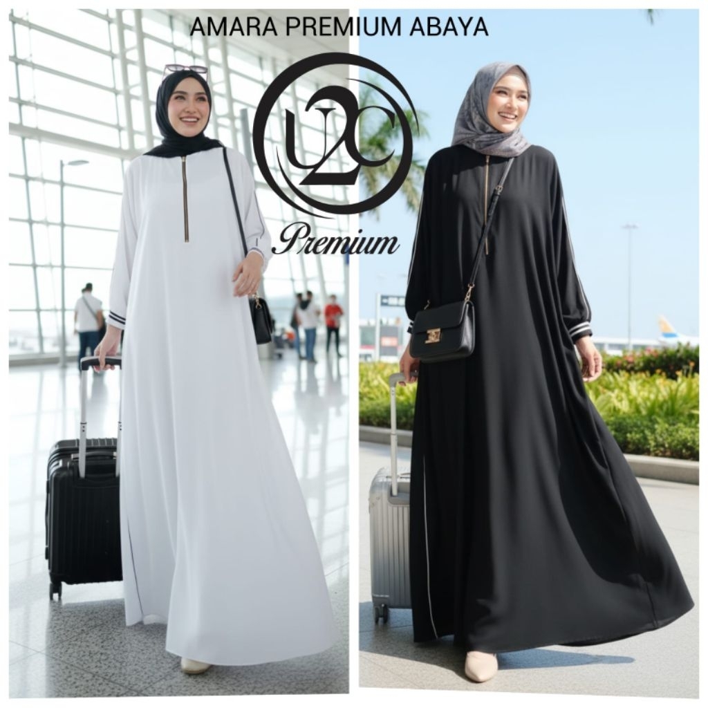 shofwa amara basic gamis umroh hitam putih polos by butik U2C