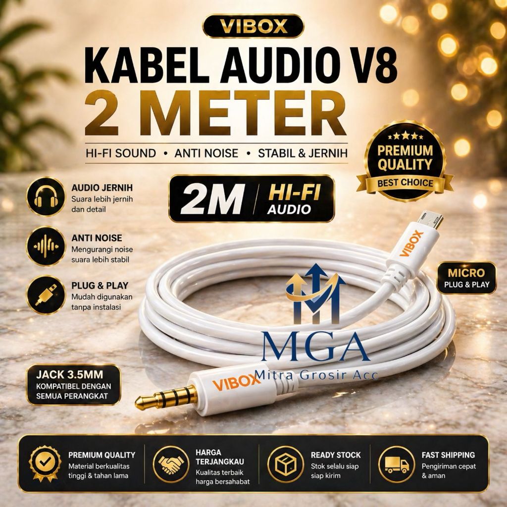 MGA - Kabel Sound Card Micro USB to Jack AUX 3.5mm 2Meter Untuk Sound Card V8 V8s V8 Plus V9 Taffstu