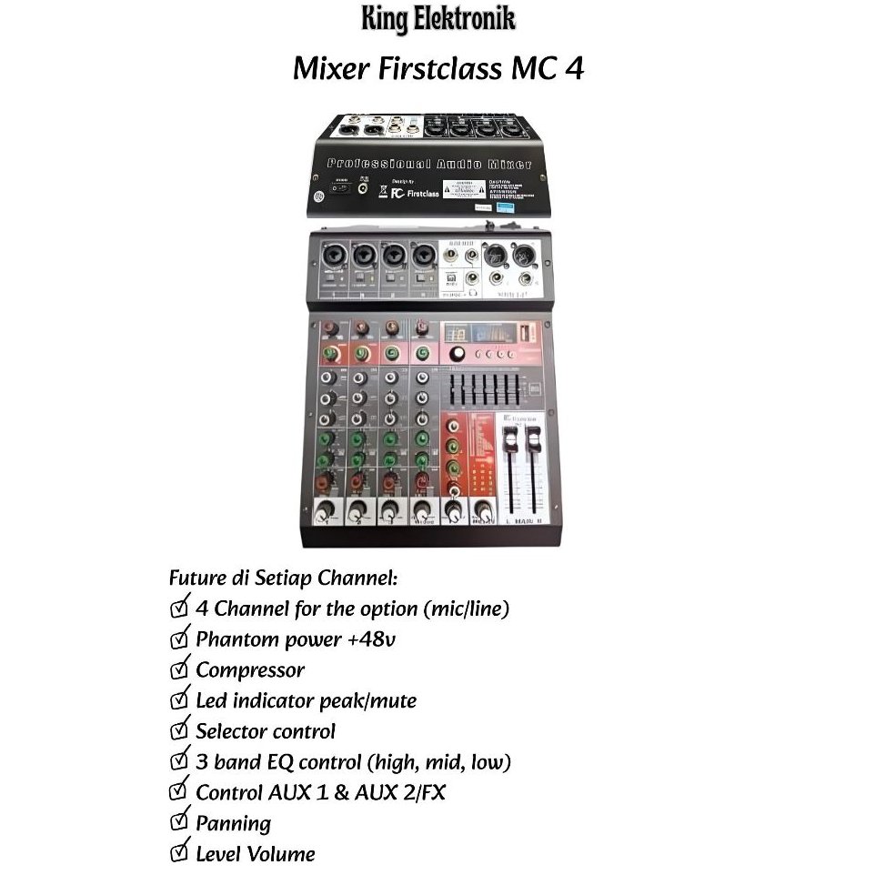 Mixer 4 Channel Professional Audio Mixer 4 Ch 99 Dsp With Compressor Firstclass MC 4