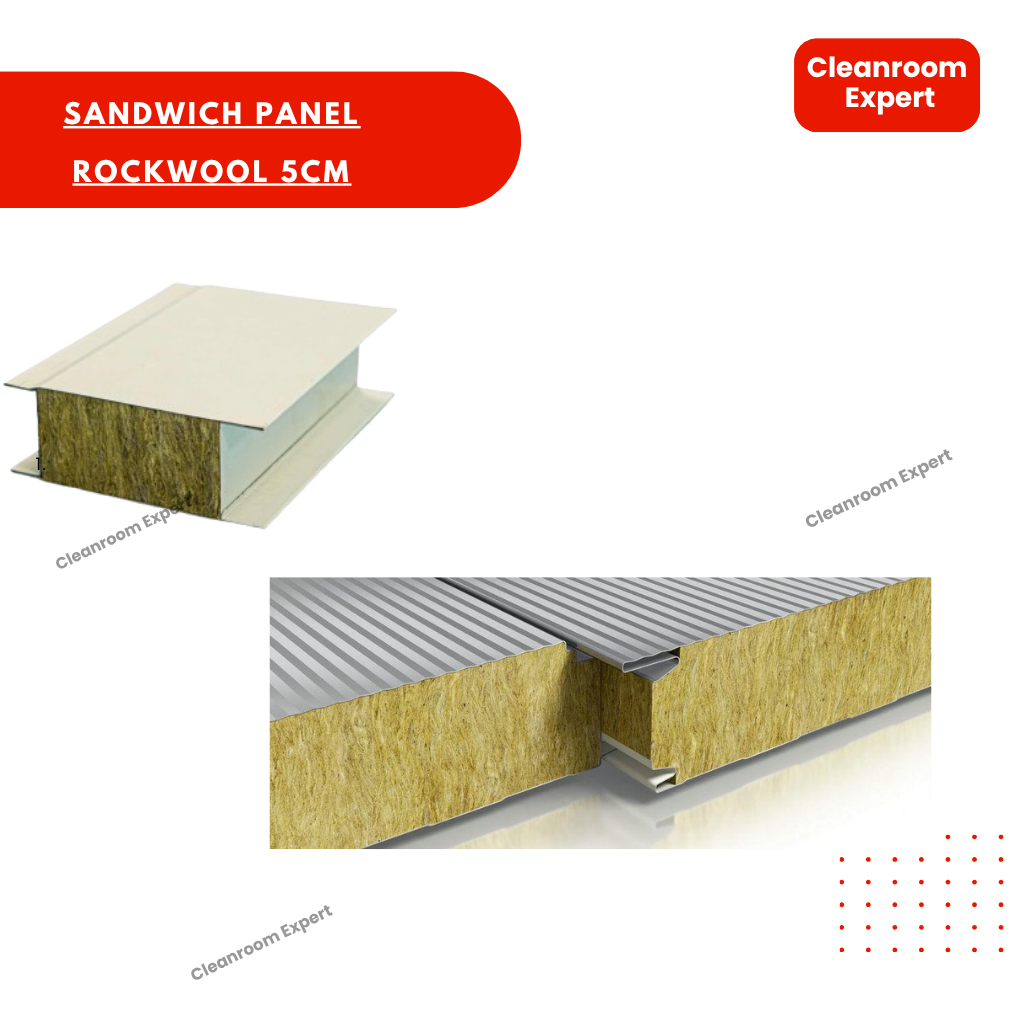 Sandwich Panel Rockwool 5CM Isolasi Dinding Atap Dengan Lapisan Logam Dan Bahan Batu