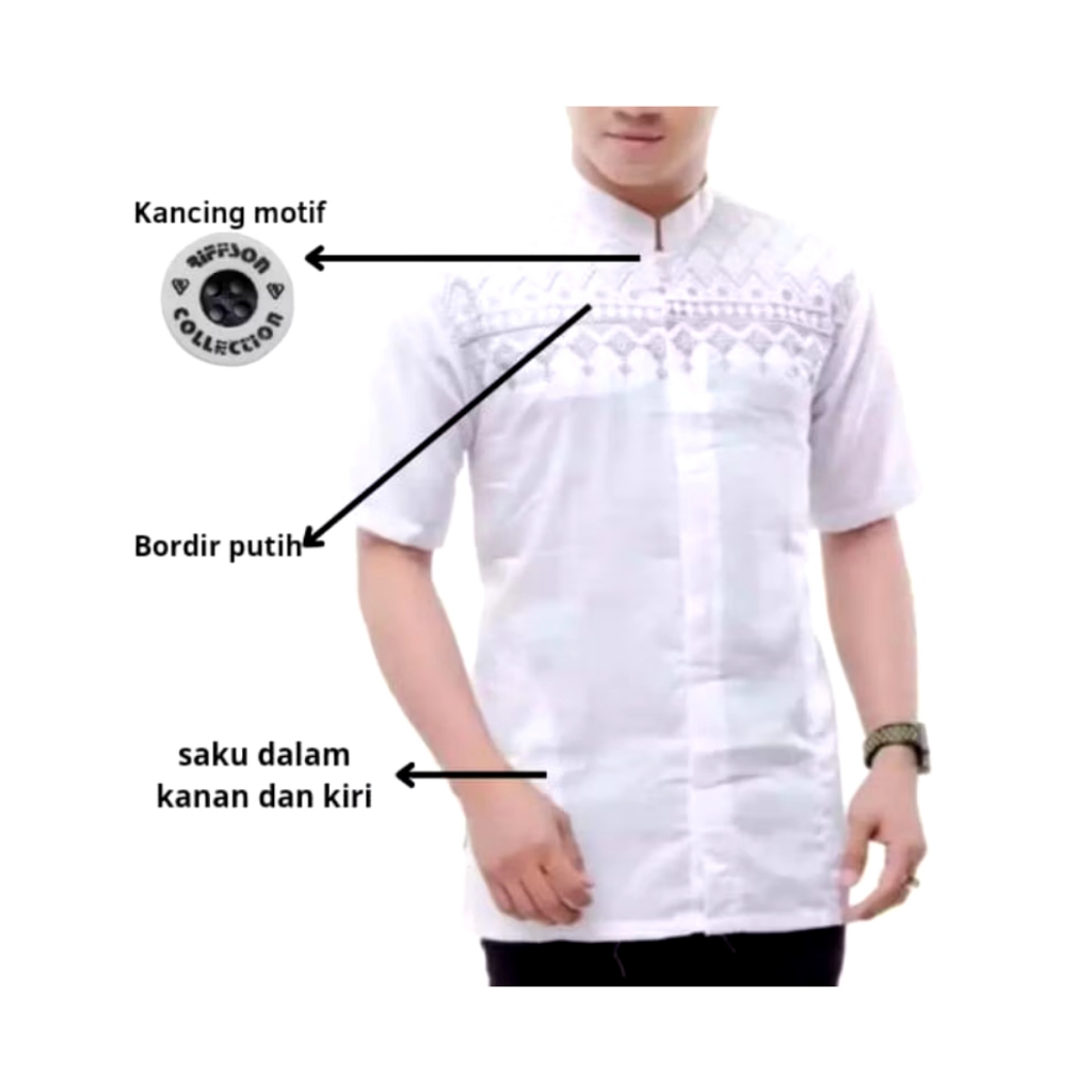Baju Koko Remaja/Dewasa Putih Lengan Pendek / Baju Koko Putih