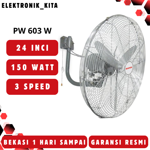 MASPION KIPAS ANGIN DINDING 24 INCI PW 603 PW603 PW-603 WALL FAN LOW WATT BEKASI GARANSI RESMI