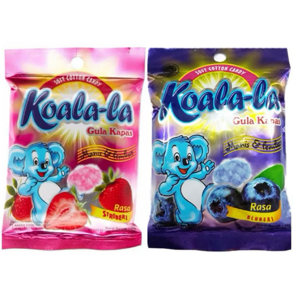 Koala la permen kapas gulali strawberry dan bluebery