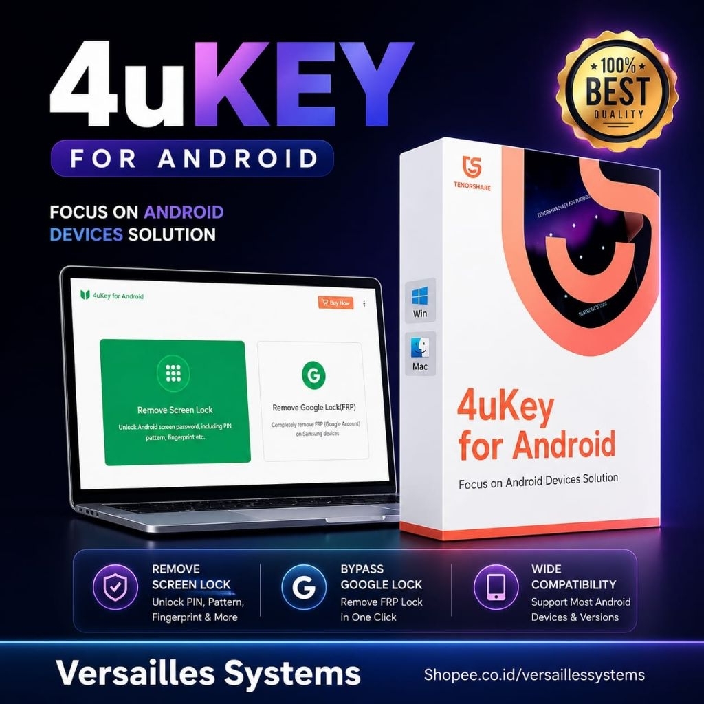TENORSHARE 4UKEY (PEMBUKA KODE SANDI LAYAR) UNTUK ANDROID - Windows|Android|IOS|Iphone