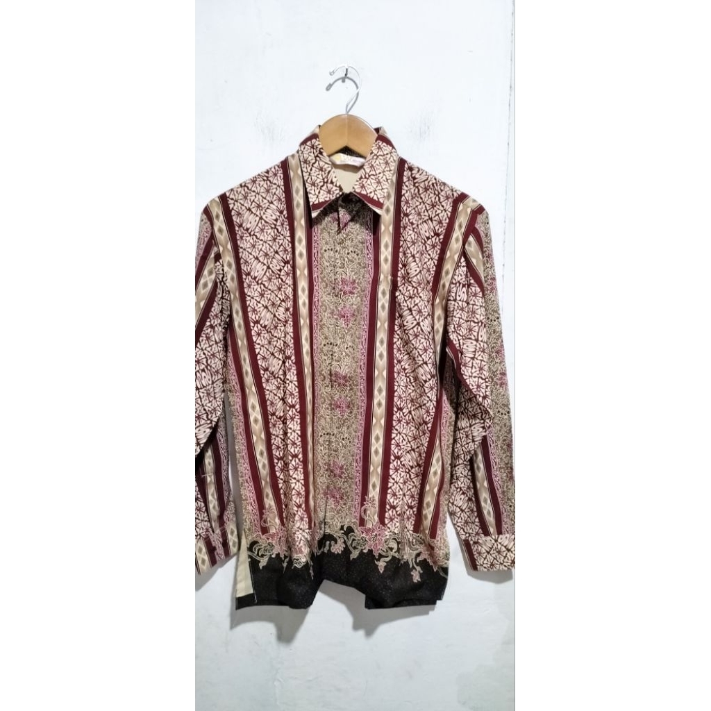 Atasan Baju Kemeja Pria OW Batik Lengan Panjang Cakep