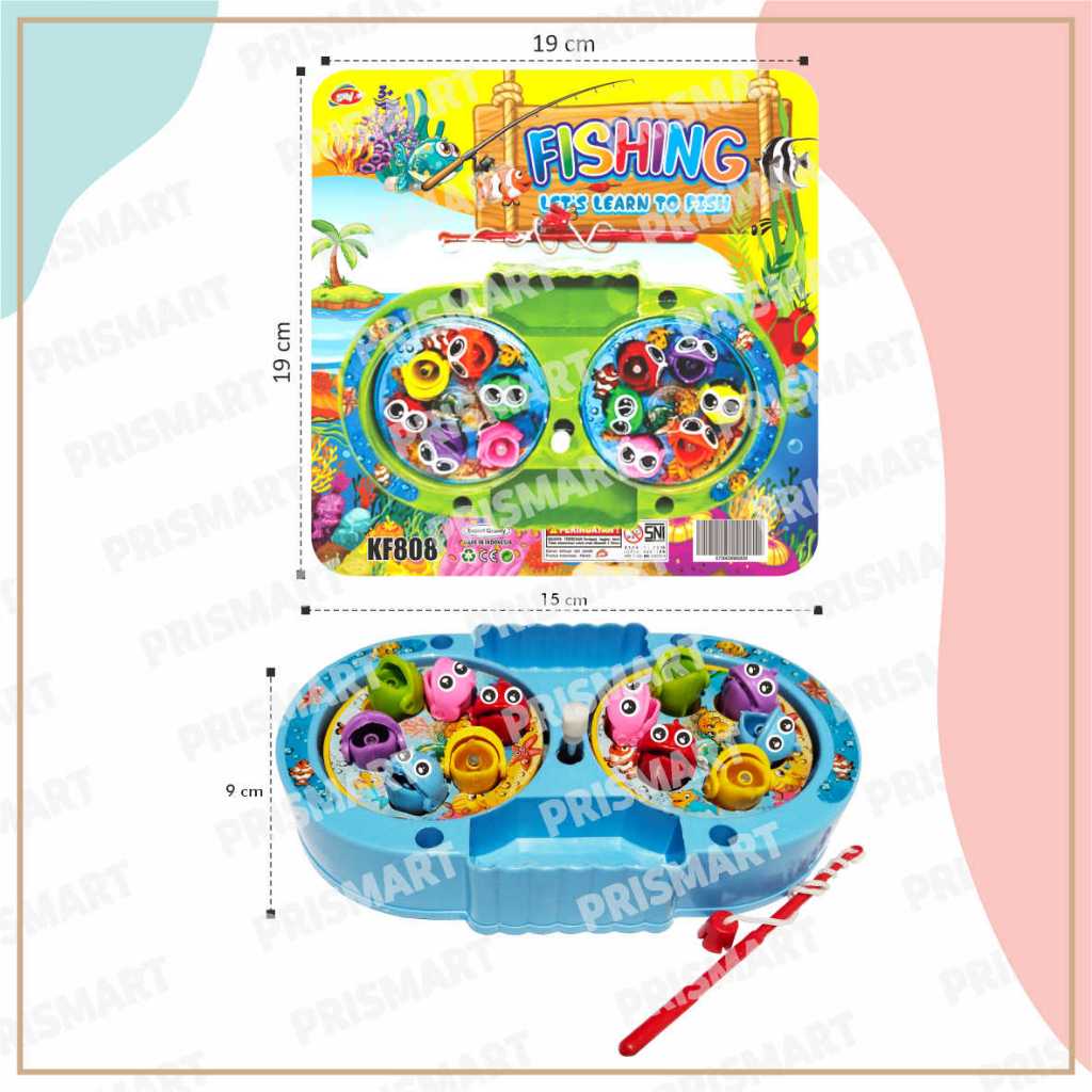 [PM] KF808 MAINAN PANCING MAGNET IKAN FISHING GAME KOLAM 2 DOUBLE MAINAN PANCING IKAN KUNCI PUTAR MA