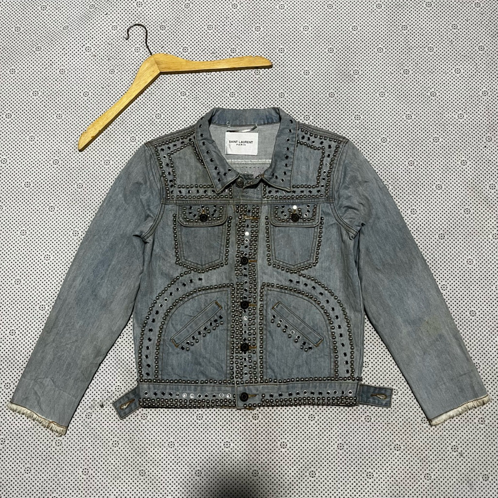 jacket denim saint laurent Paris Size L:50cm P:58cm kondisi 95%