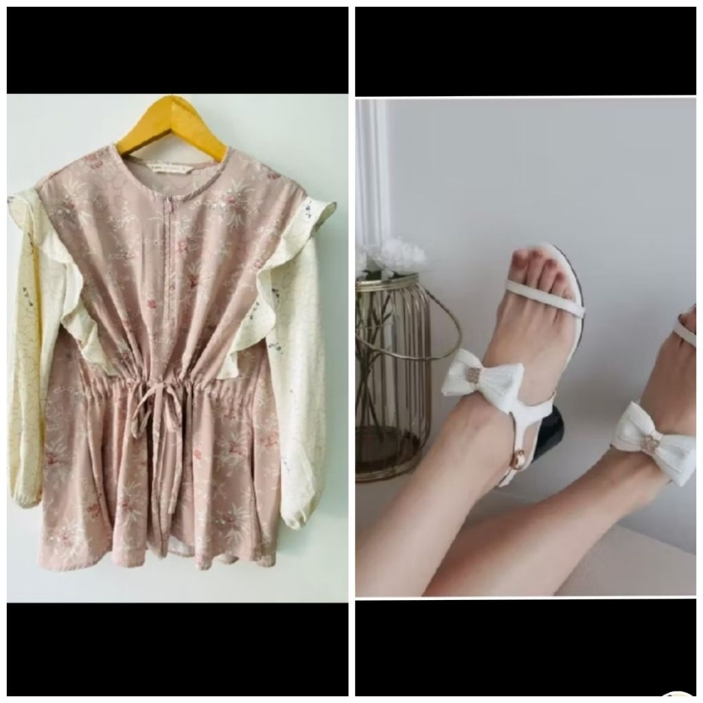 Paket Branded Puru Kambera x Et Cetera dan Calea Heels original free pashmina blush by butik aidota