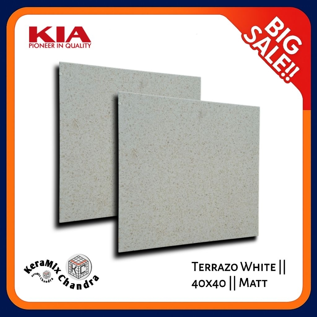 Keramik Kasar KIA Terrazo White 40x40 Matt KW 1 Grade A