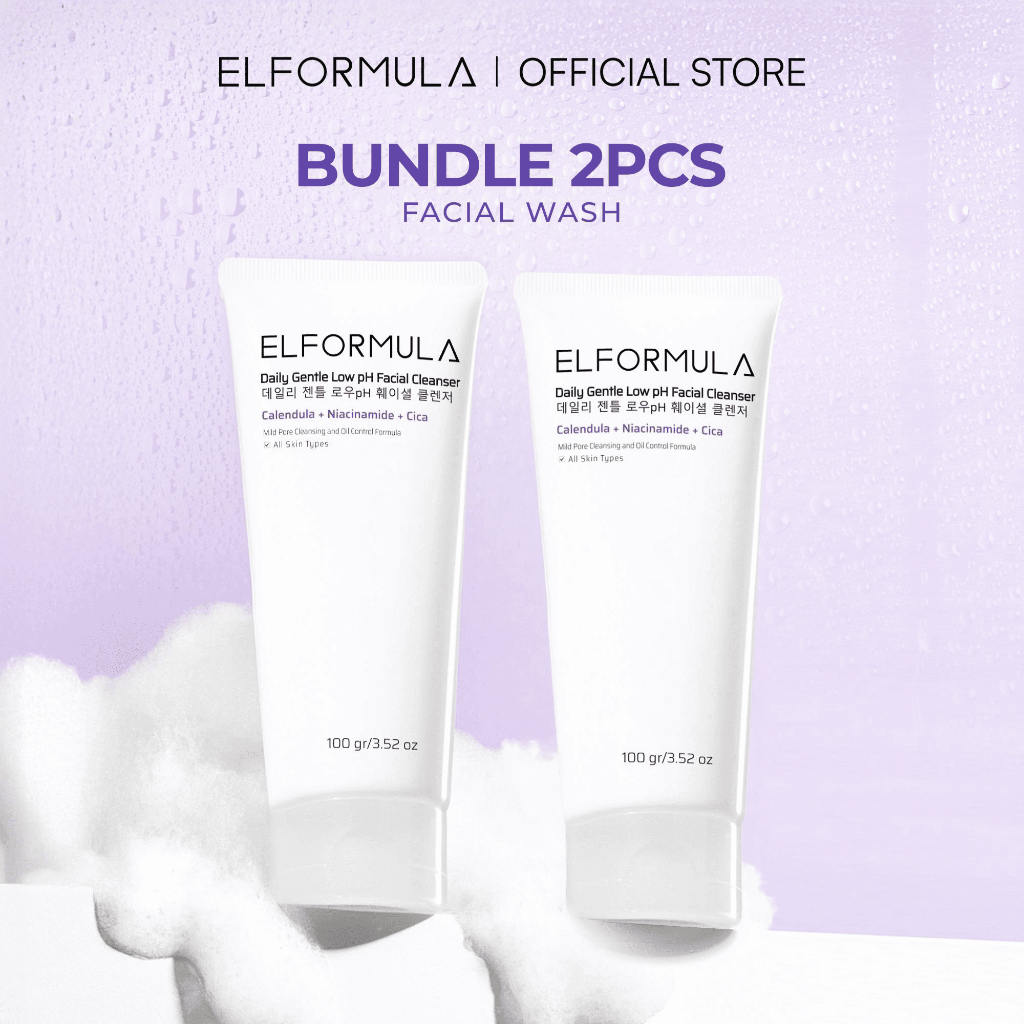 ELFORMULA Bundle 2pcs Daily Gentle Low pH Facial Cleanser - Face Wash Facewash Sabun Cuci Muka Acne-