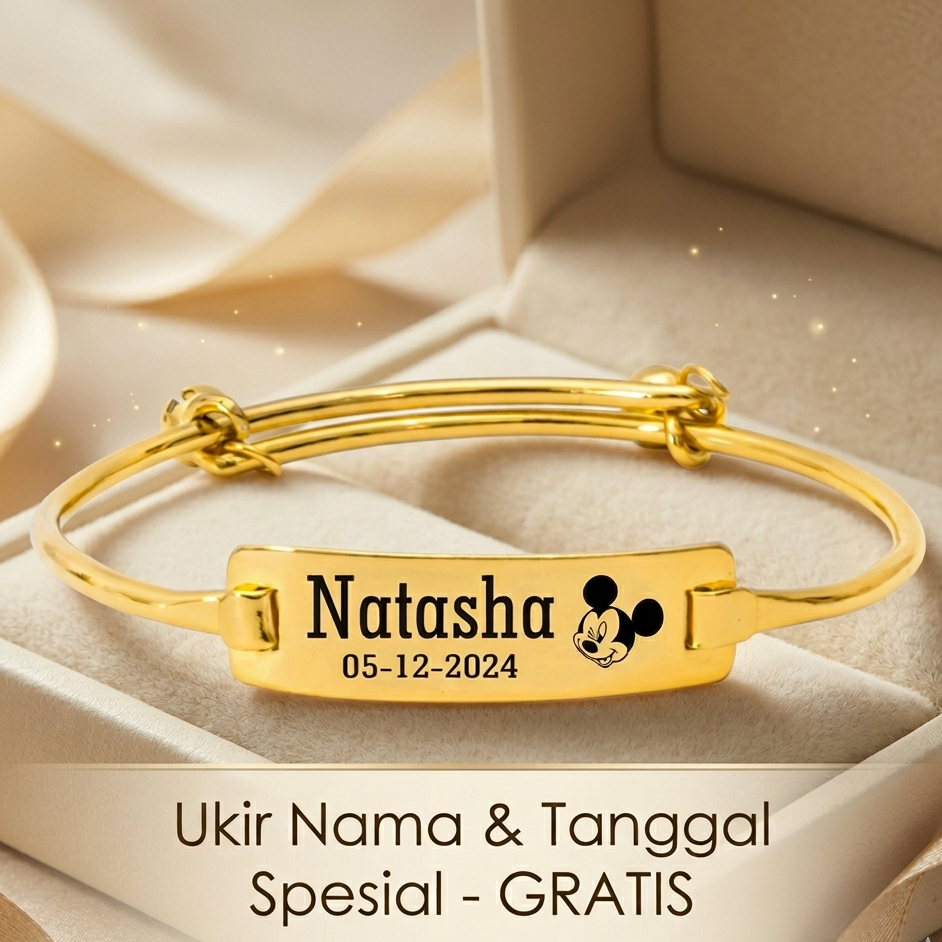 Gelang Nama Lapis Emas Bayi, Anak, Dewasa