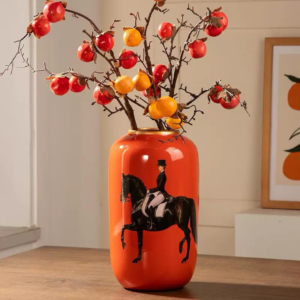 Premium Vase Orange Horse // Guci Keramik Vas Orange Mewah
