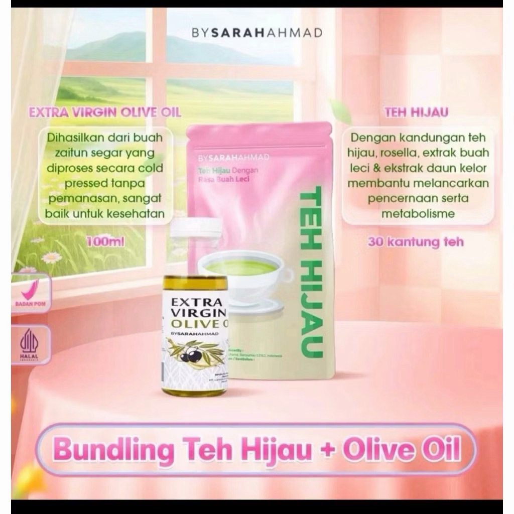 INSTANT (ORIGINAL TERJAMIN)Teh Hijau isi 30 pcs Rasa Leci & Olive Oil 100 ml Penurun berat badan BYS