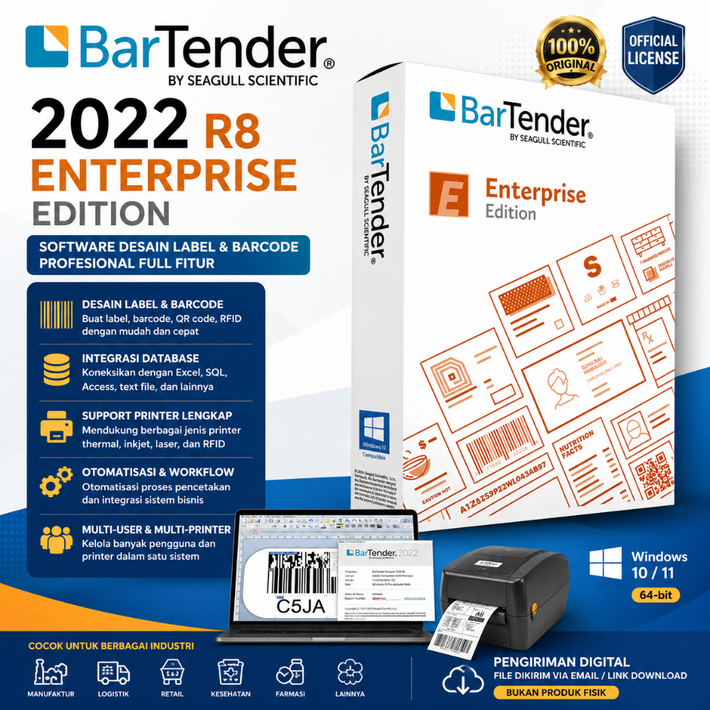 BarTender Designer 2022 R8 Enterprise Edition – Software Desain Label & Barcode Profesional Full Fit