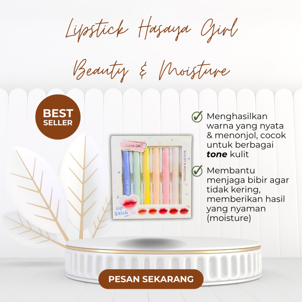 HASAYA GIRL LIPSTIK BEAUTY & MOISTURE LIPSTICK [ 1 SET ISI 6 PCS ]