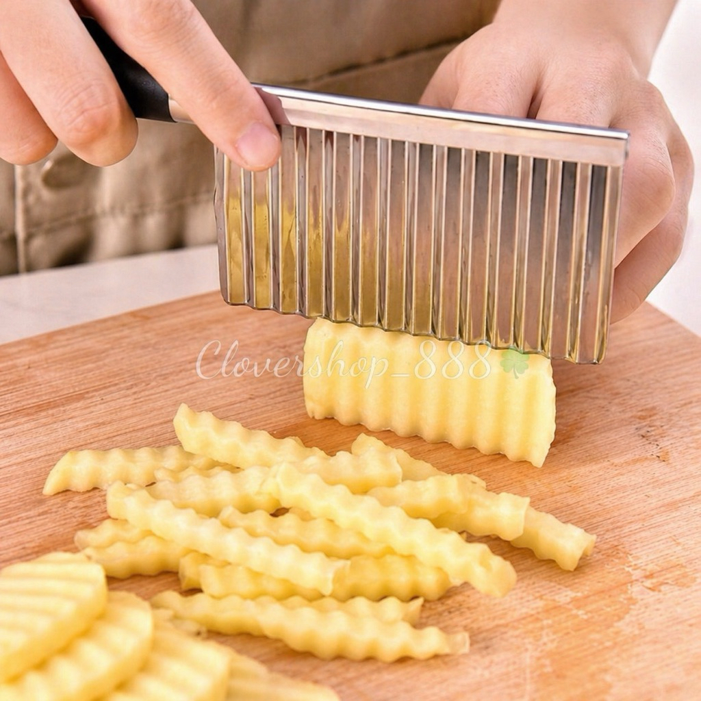 Alat Pemotong Kentang Bergelombang Pisau Cutter Ulir Stainless Anti Karat Pemotong Wortel Pemotong S