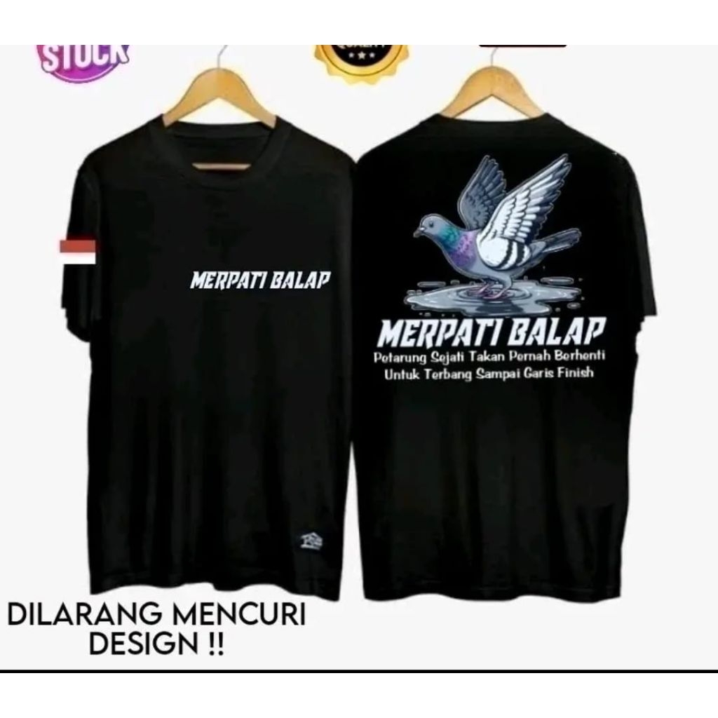 KAOS LENGAN PENDEK, MERPATI BALAP, WARNA TULISAN PUTIH