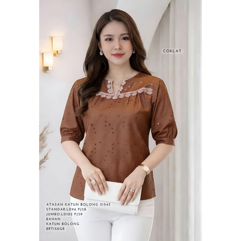 ATASAN WANITA DEWASA 51543 BAHAN KATUN BOLONG TERSEDIA UKURAN STANDAR DAN JUMBO