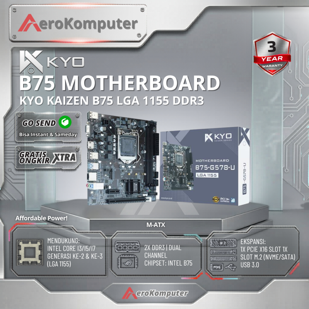 Motherboard KYO KAIZEN B75 M.2 NVMe LGA 1155