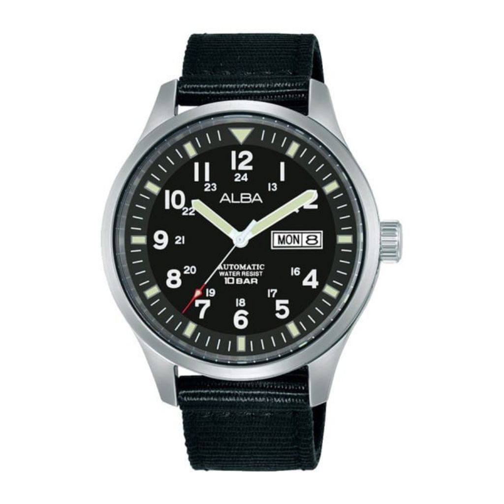 Jam Tanga Pria ALBA Mechanical AL4223X1 al4223 Field Military Automatic Black Dial Original