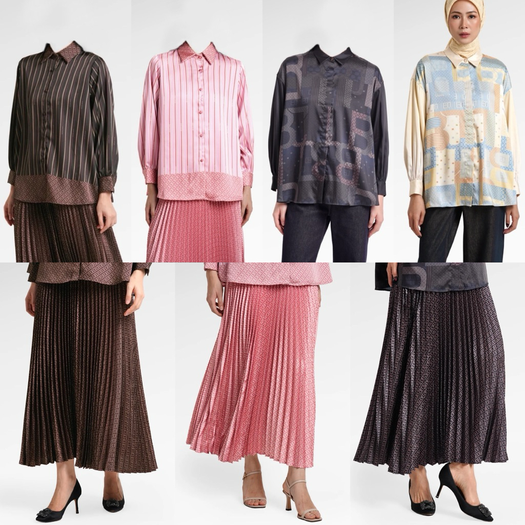 [baca deskripsi‼️] BENANG JARUM MONO LINE SATIN SHIRT BLACK CHOCO BENANG JARUM MONO SHIRT YUZU MONO 