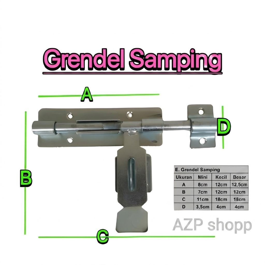 grendel pintu geser besi slot kuncian gembok ornamen aksesoris pagar dan gerbang - Mini