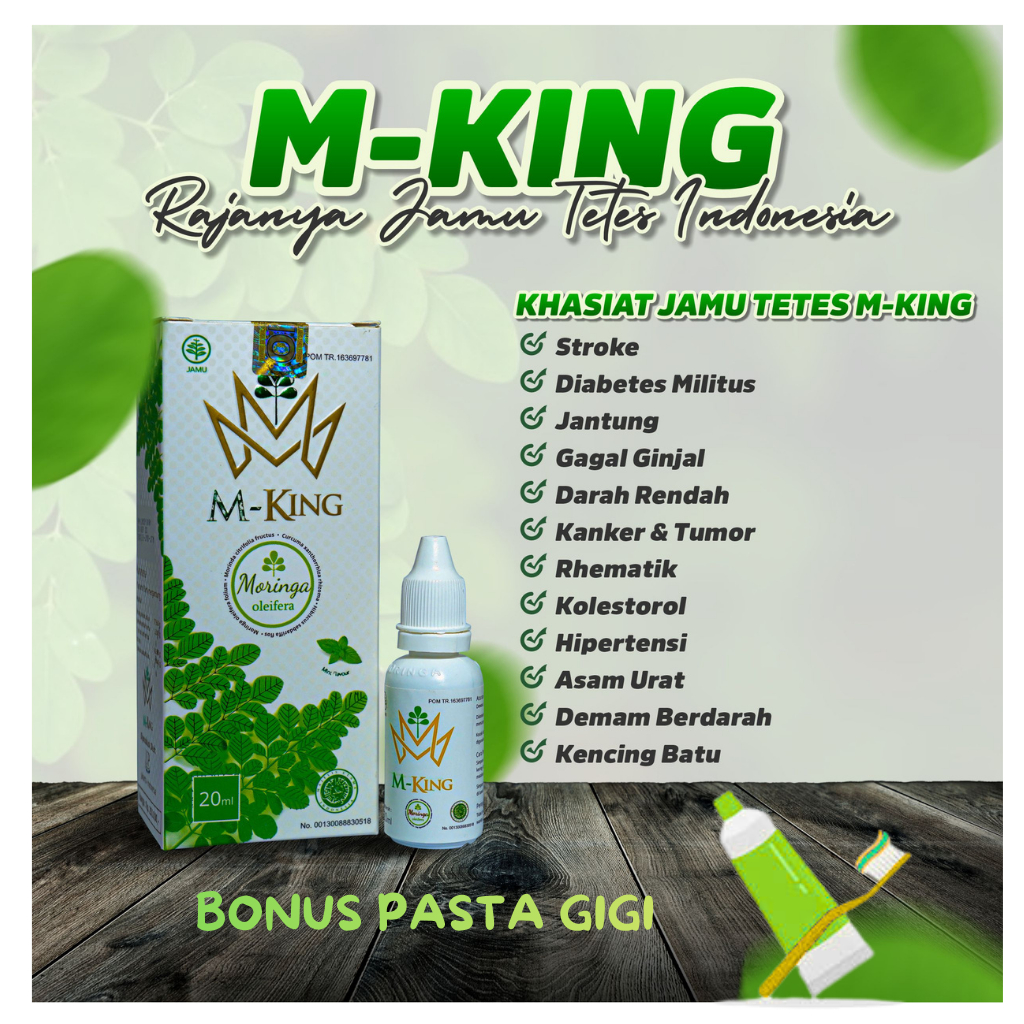 M-KING Tetes Herbal (BONUS JAS HUJAN/PASTA GIGI)– Obat Stroke, Diabetes, Gagal Ginjal, Kolesterol, M