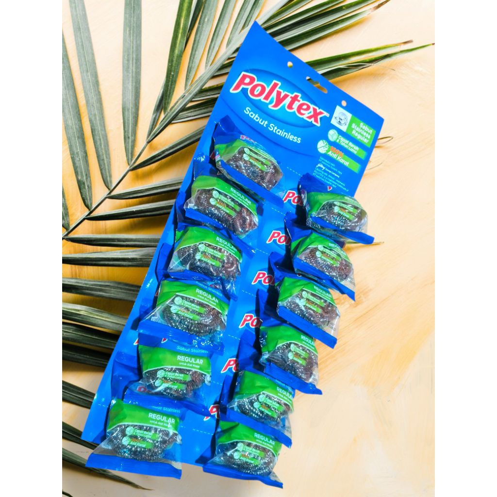 Paket 1 lusin @15 gr Sabut Polytex Stainless untuk Cucing piring