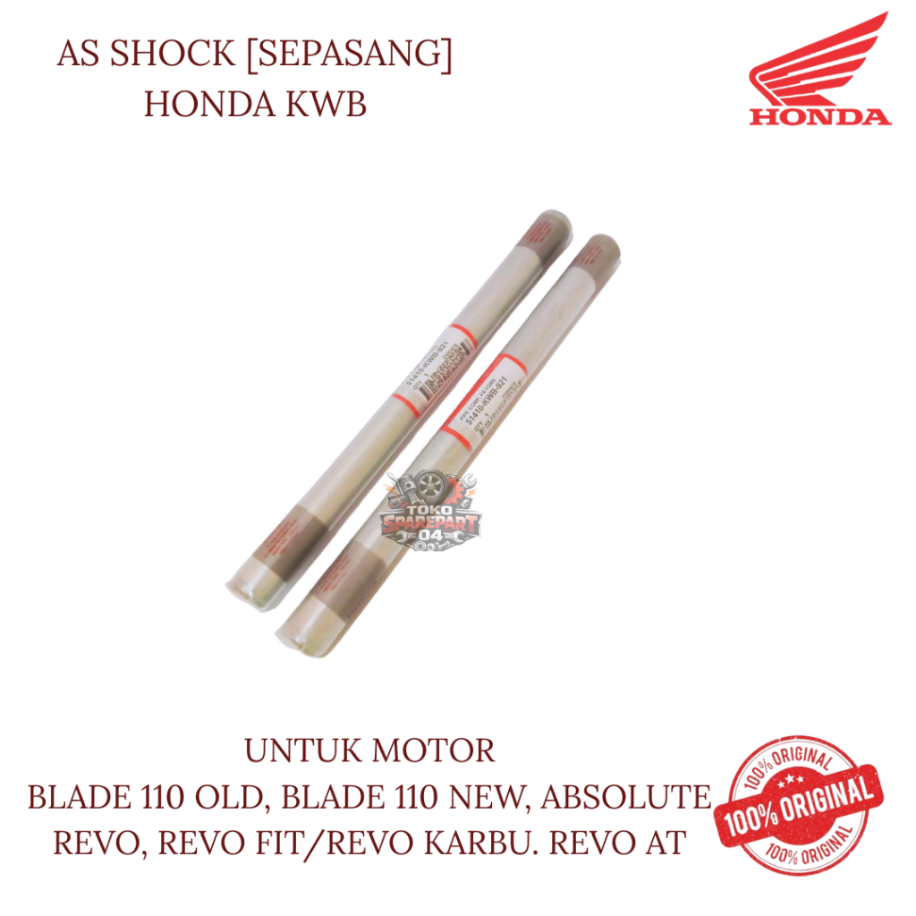 AS SHOCK [SEPASANG] ORIGINAL HONDA KODE KWB UNTUK MOTOR BLADE 110 OLD, BLADE 110 NEW, ABSOLUTE REVO,