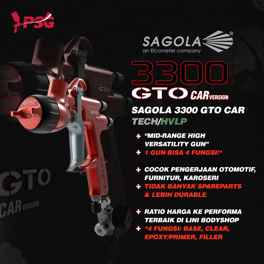 Sagola 3300 GTO CAR Gravity Spraygun Set - HVLP