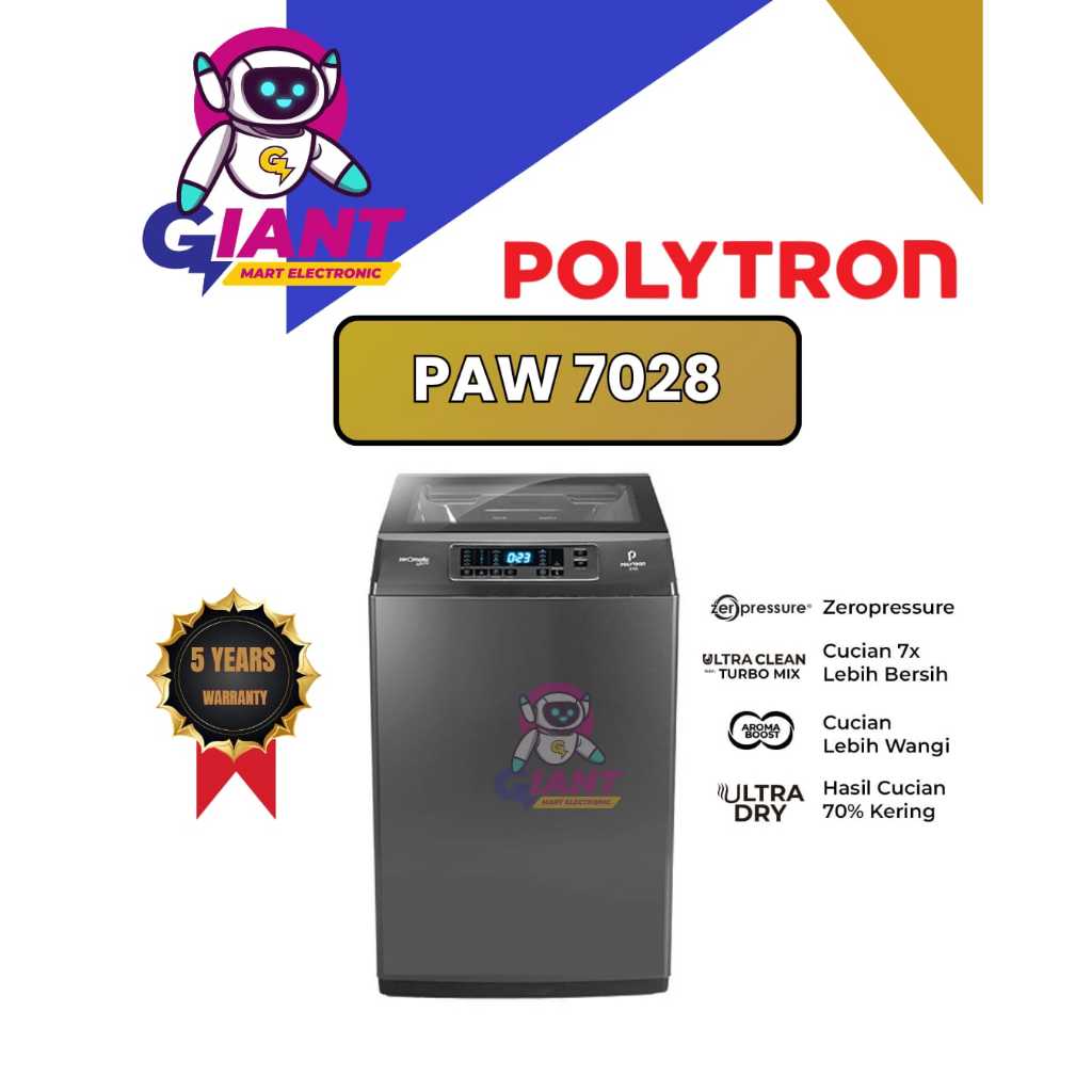 MESIN CUCI POLYTRON 1 TABUNG LAGUNA SERIES HIJAB PAW 7028/PAW 8028 / PAW7028/PAW8028 / PAW-7028/PAW-