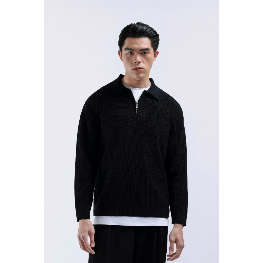 Heymale Chevron Polo Halfzip | Lengan Panjang Pria