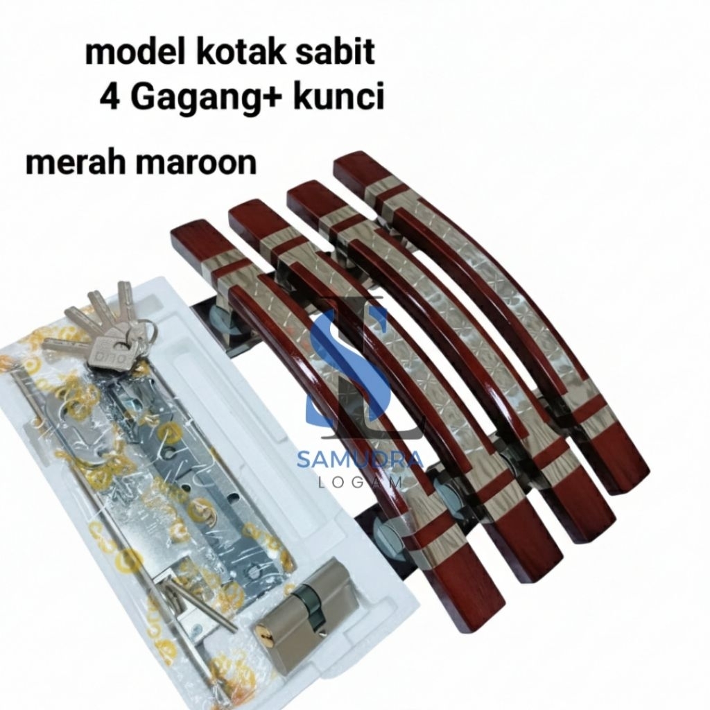 (4biji) Handle pintu rumah Full set kunci Tarikan pintu model kotak sabit terbaru/Gagang pintu rumah
