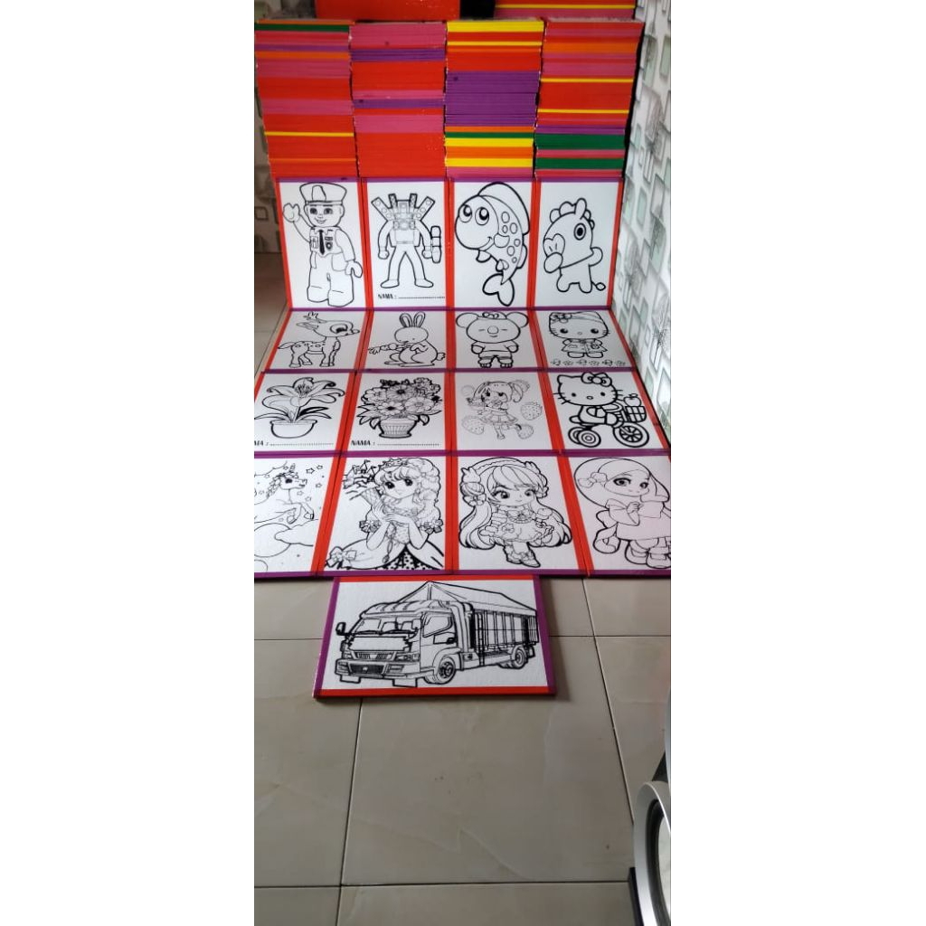 STYROFOAM LUKIS, Styrofoam Lukis Motif, Foam Lukis Motif , Mainan Edukasi Anak Mewarnai
