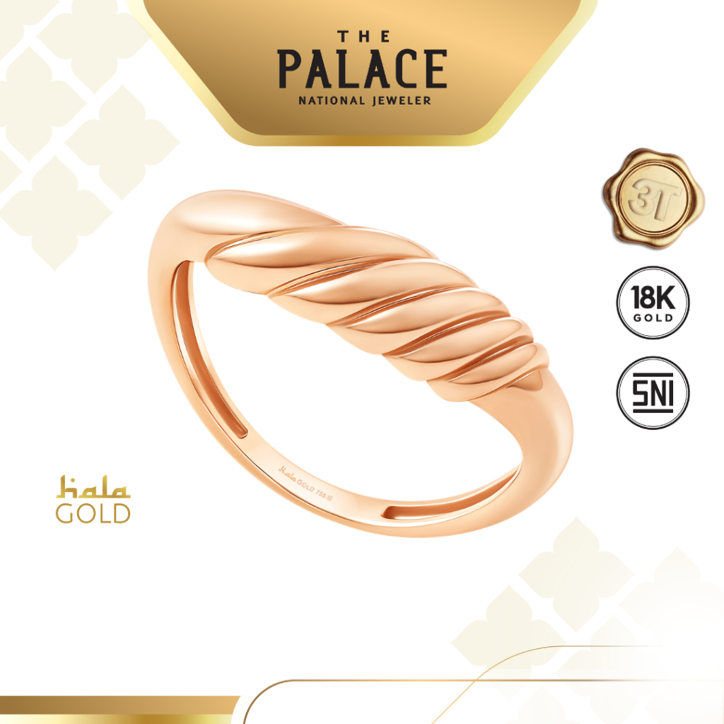 Hala Gold Wavy Beans Series Ring / Cincin