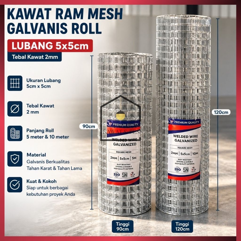 Kawat Loket Mesh Galvanis 2mm Kotak 50x50mm | Anti Karat Kawat Aviary Kandang Pemagaran