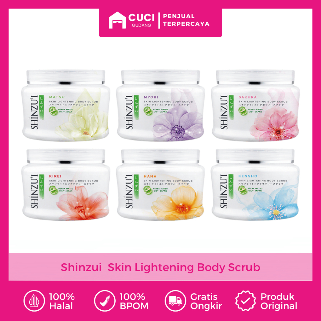 Lulur Pemutih Badan Shinzui Whitening Body Scrub Pencerah Ketiak Luluran Mencerahkan Selangkangan Da