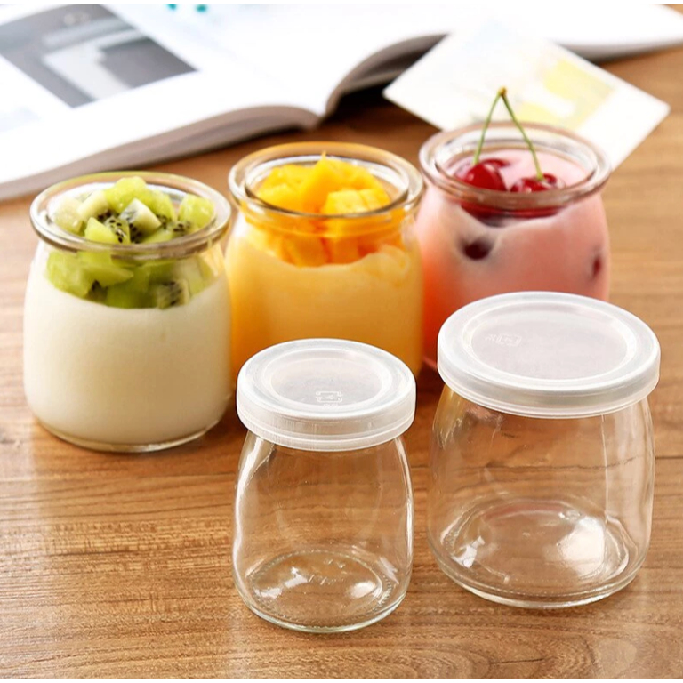 Jar Botol Pudding / Jar Toples ASI Pudding Yogurt Dessert Tutup Plastik Botol Kaca