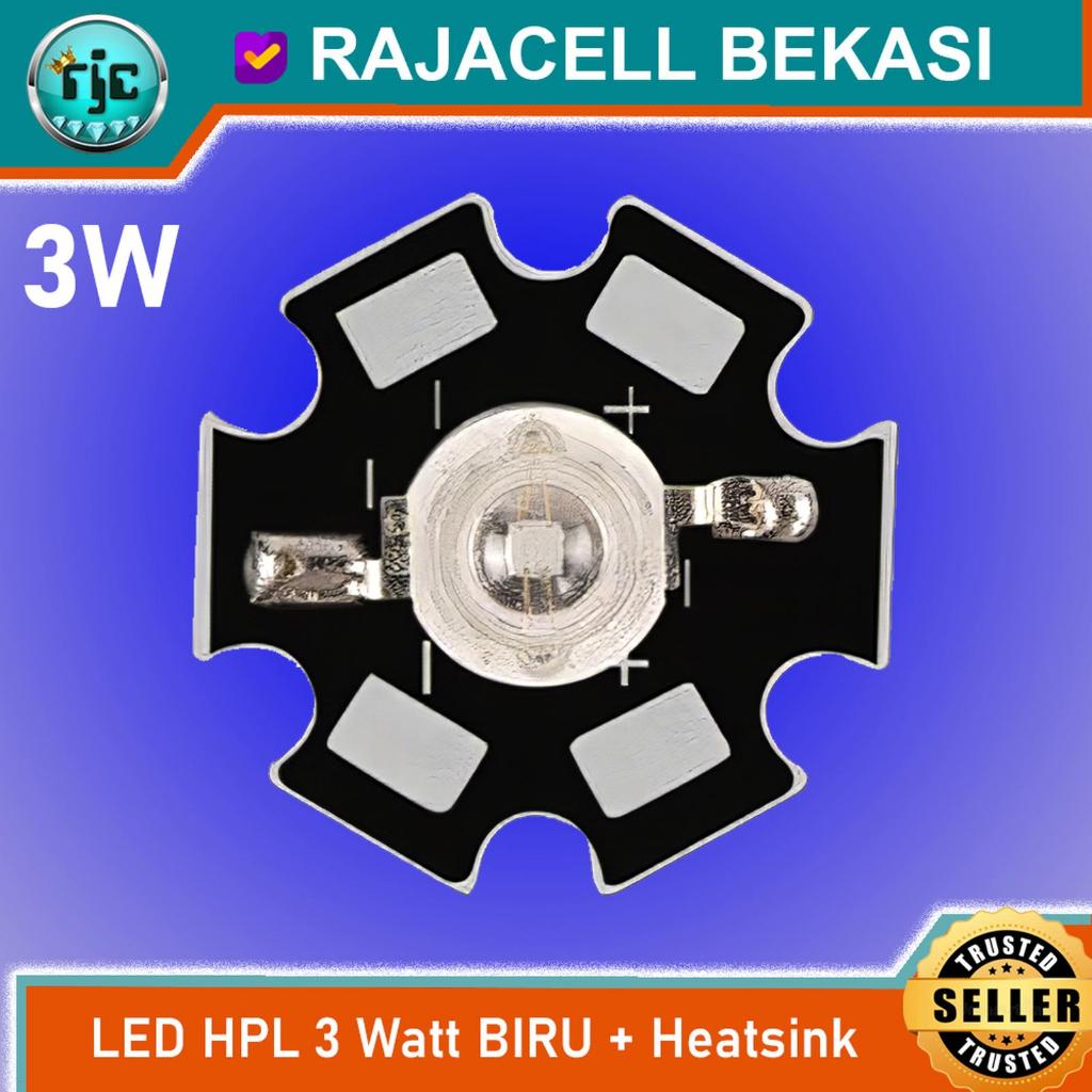 High Power Led HPL Biru 3W BLUE 3 Watt Light 460nM + Heatsink