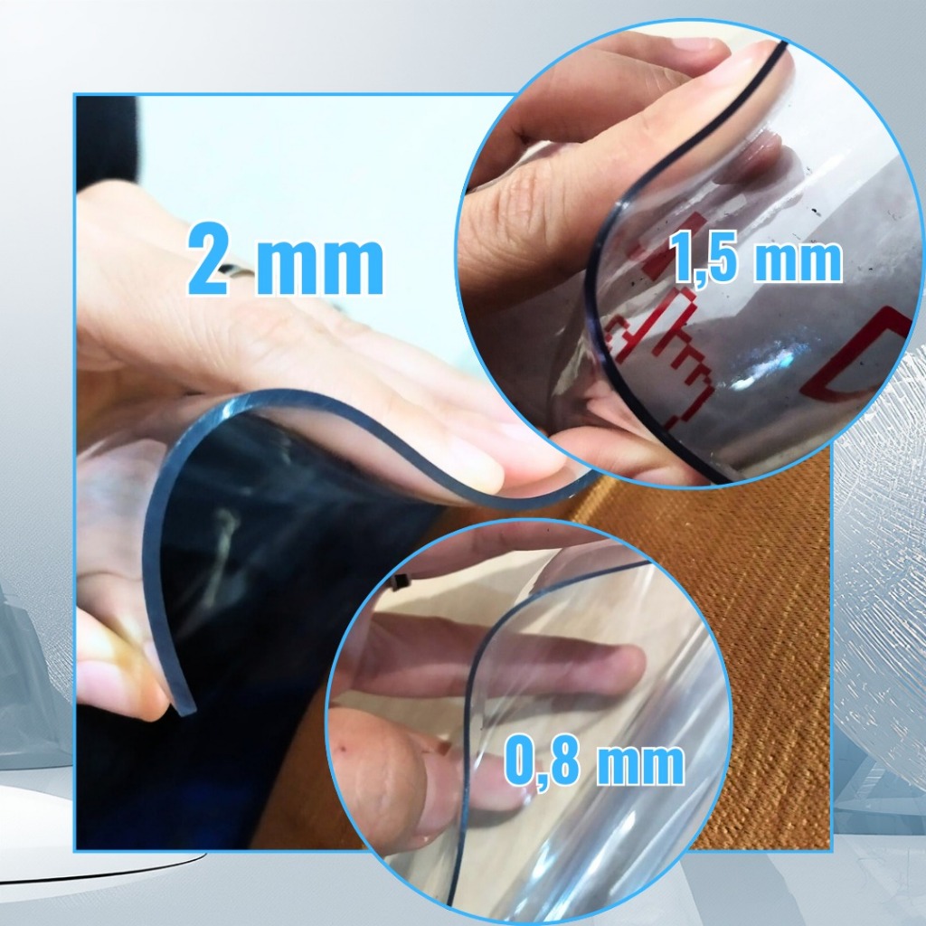 Custom Taplak Meja Mika Bening PVC Transparan 0,8 Mm 1,5 Mm Dan 2 Mm